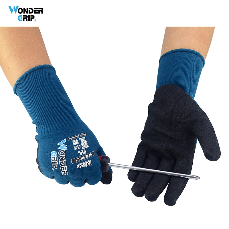 

Wonder Grip 12 Pairs / 24 Pcs High Dexterity General Safety Work Gloves Nitrile Palm Coating 15 Gauge Spandex & Nylon Lining