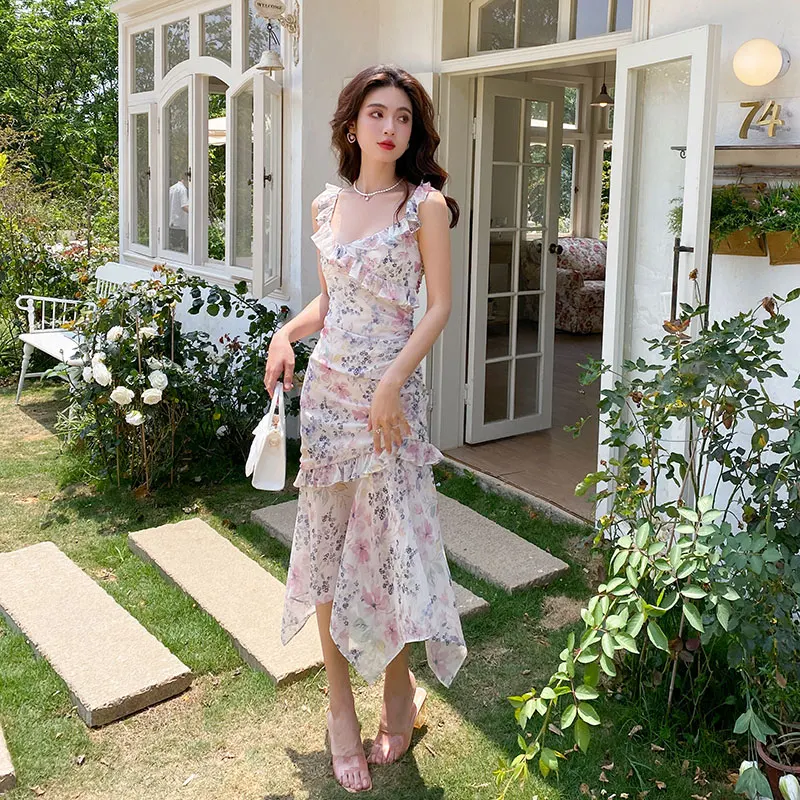 Elegant Sexy Dress Floral Print Ruffle Spaghetti Strap Drawstring Fishtail Dress 2023 Summer Fashion Slim Bodycon Party Dress
Elegant Sexy Dress Floral Print Ruffle Spaghetti Strap Drawstring Fishtail Dress 2023 Summer Fashion Slim Bodycon Party Dress