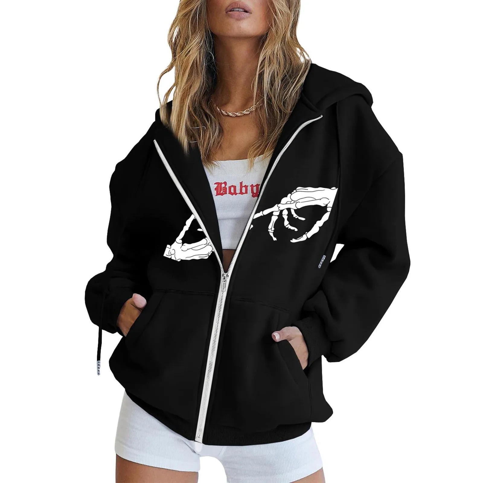 Women Autumn Coat Zipper Pocket Hoodies Tops Long Sleeves Drawstring Warm Sweatshirt Cardigan Loose Hoodie Coat Halloween Print
Women Autumn Coat Zipper Pocket Hoodies Tops Long Sleeves Drawstring Warm Sweatshirt Cardigan Loose Hoodie Coat Halloween Print