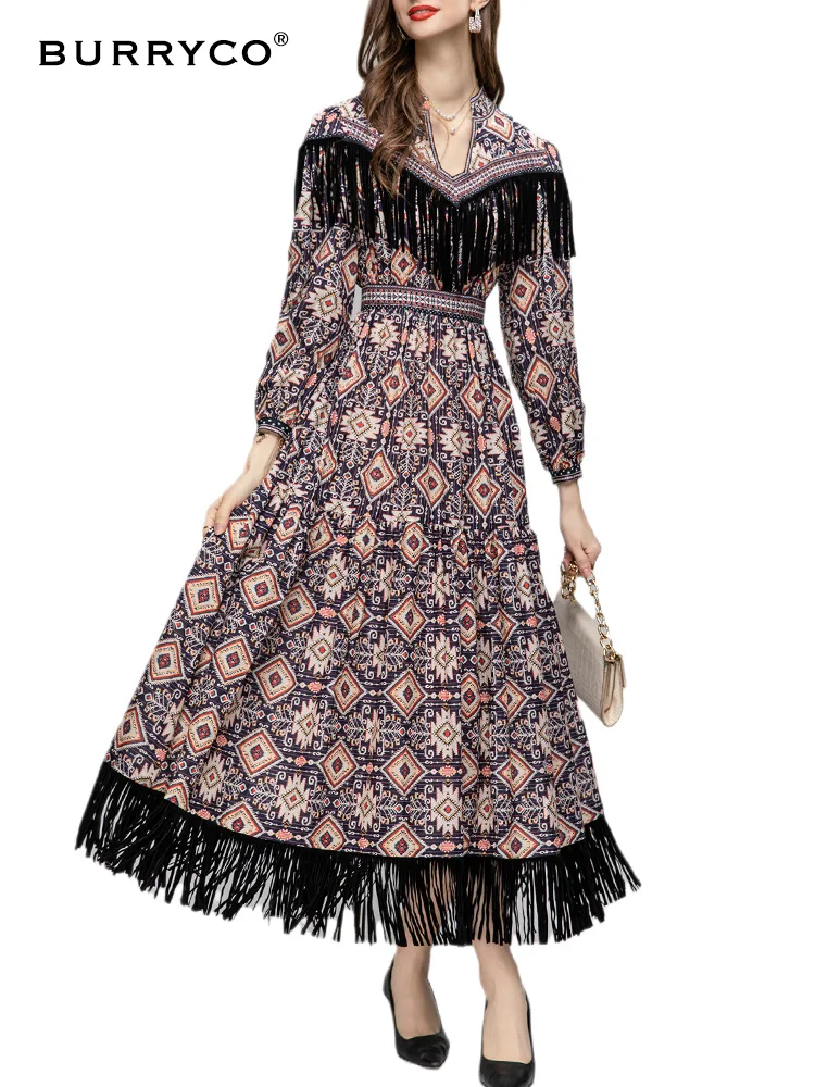 BURRYCO Women's New 2023 Autumn Positioning Print Long Sleeve Luxury Tassel Dress
BURRYCO Women's New 2023 Autumn Positioning Print Long Sleeve Luxury Tassel Dress