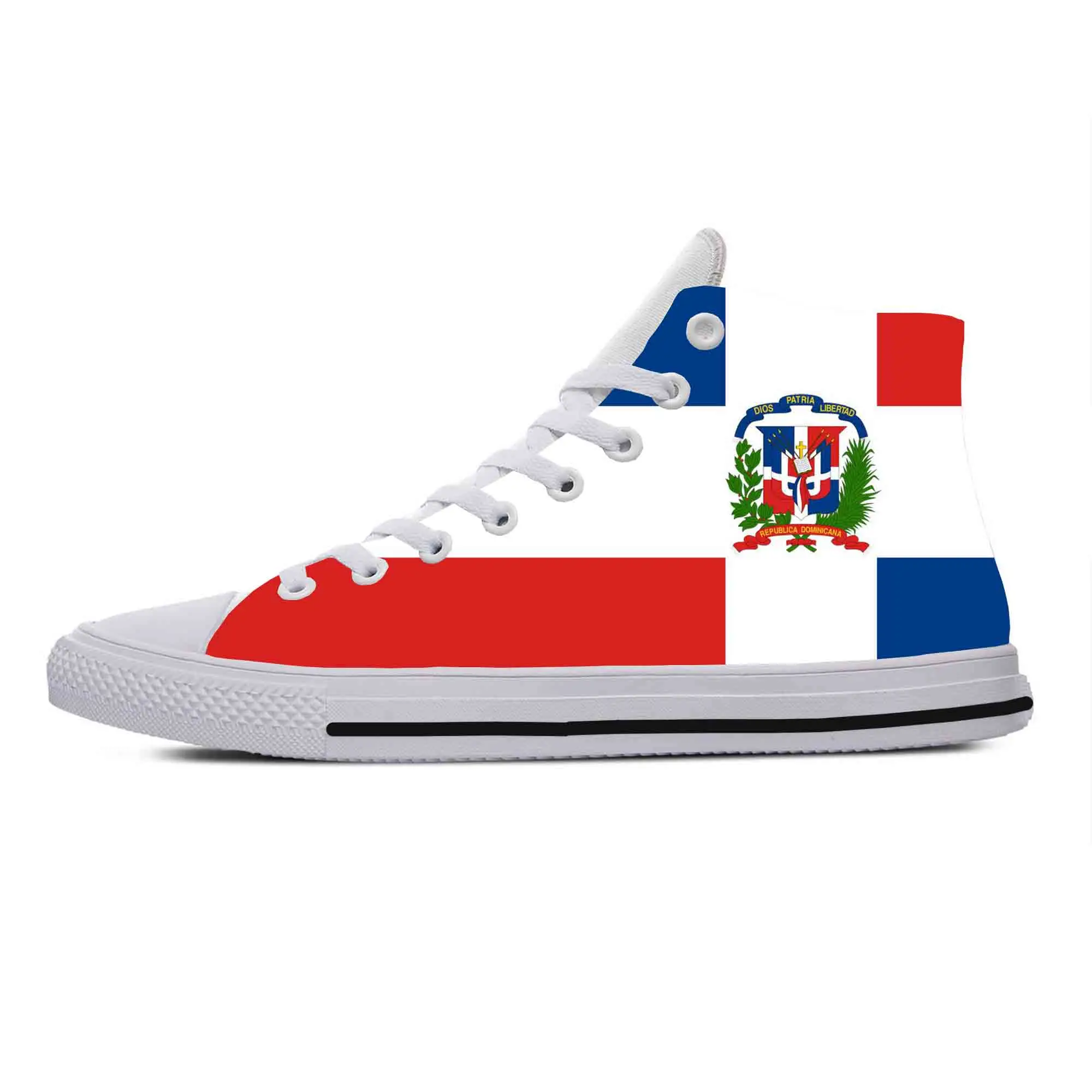 

Dominica Dominican Republic Flag Patriotic Pride Casual Cloth Shoes High Top Comfortable Breathable 3D Print Men Women Sneakers