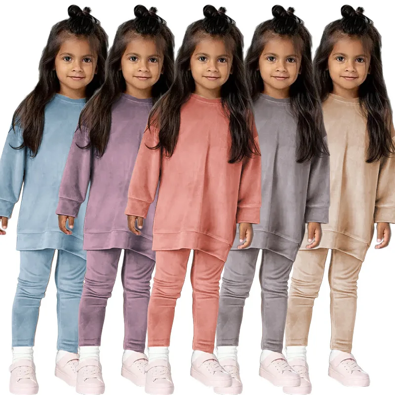 Winter Kids Girls Suit Solid Color Pullover Clothes Set Baby Fashionable Leisure Style Outfits With Velvet Fabric
Winter Kids Girls Suit Solid Color Pullover Clothes Set Baby Fashionable Leisure Style Outfits With Velvet Fabric