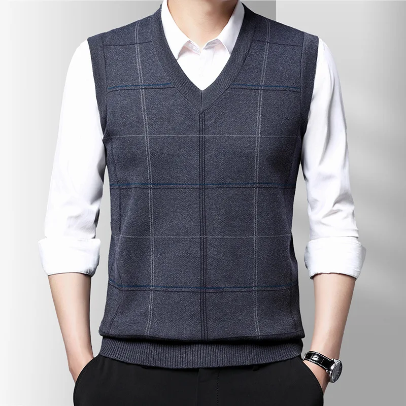 Knitted Winter V-neck And Fashion Men Sweater s Plaid Slim Sleeveless Brand Autumn Vest New
Knitted Winter V-neck And Fashion Men Sweater s Plaid Slim Sleeveless Brand Autumn Vest New