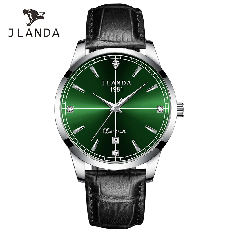 JLANDA Mens Watches Top Brand Luxury Quartz Watch for Men Leather Strap Waterproof Calendar Fashion Green Dial Men Wristwatches
JLANDA Mens Watches Top Brand Luxury Quartz Watch for Men Leather Strap Waterproof Calendar Fashion Green Dial Men Wristwatches
