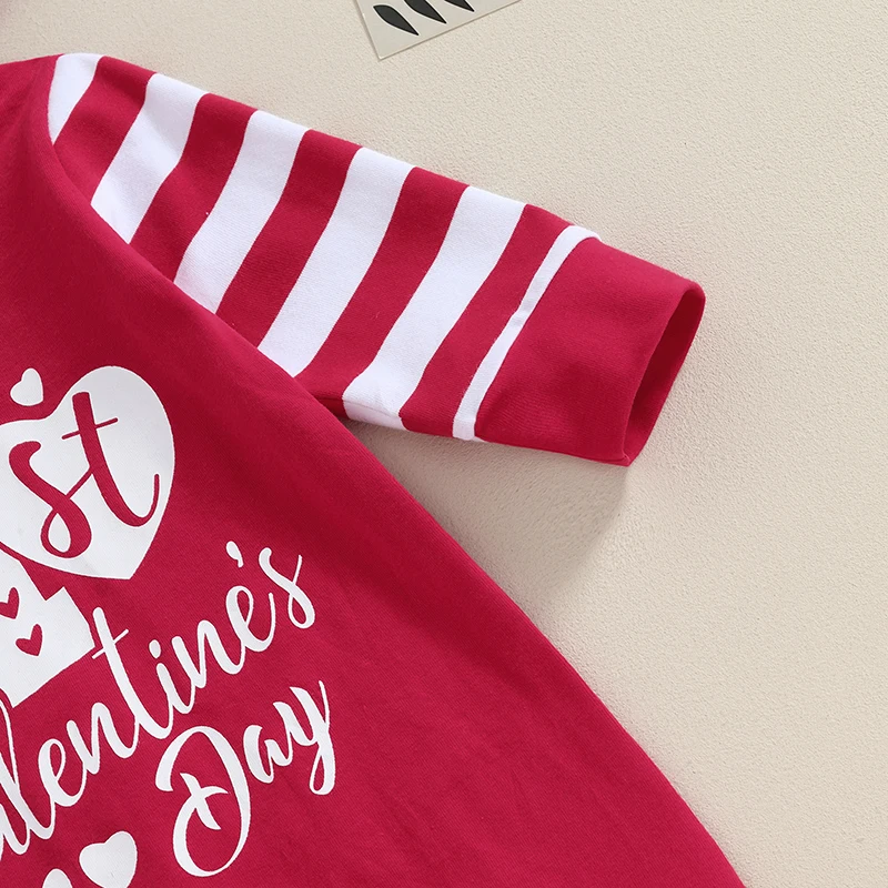 

My 1st Valentine s Day Outfits Infant Girl Boy Long Sleeve Jumpsuit Heart Bodysuit Red Hoodie