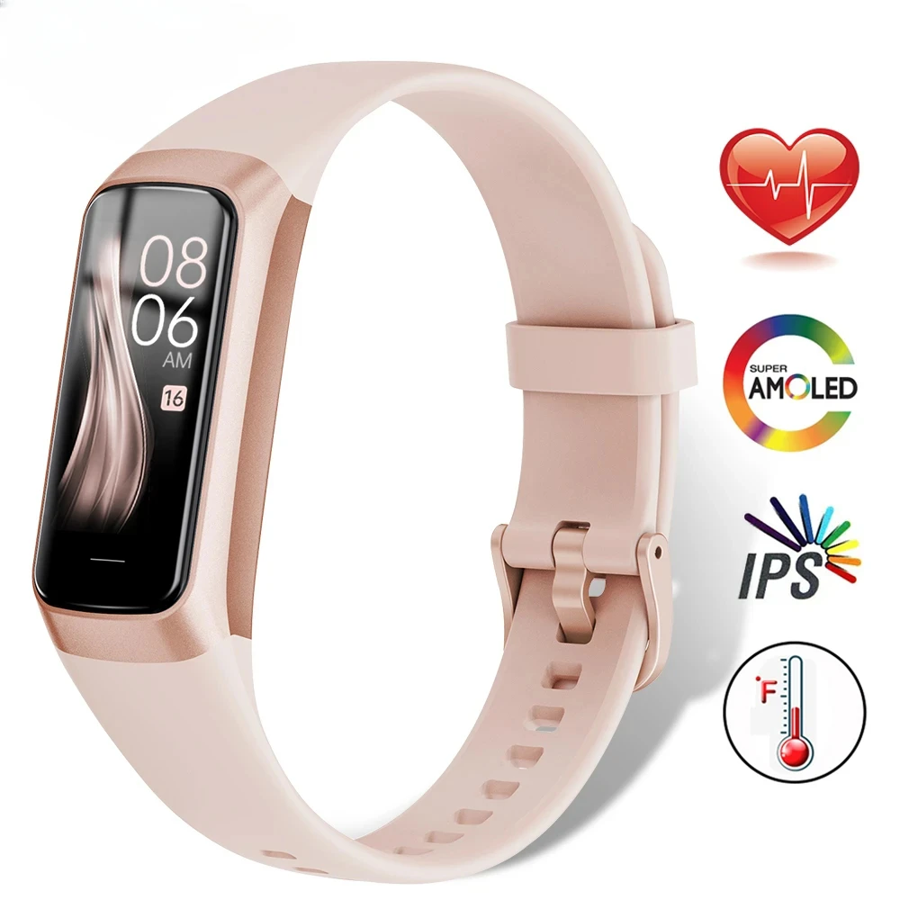 

2024 New Women Smart Watch Men Smartband Temperature Smartwatch Fitness Tracker Blood Pressure Sports Smart Bracelet for Ladies