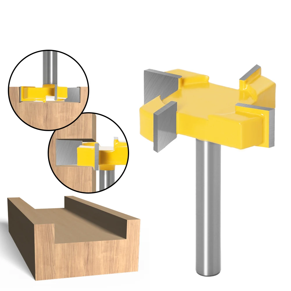 

1 шт. 6 мм 6,35 мм 8 мм хвостовик 4 края Т-образный долбежный резак деревообрабатывающий инструмент фрезы для дерева промышленный класс фреза