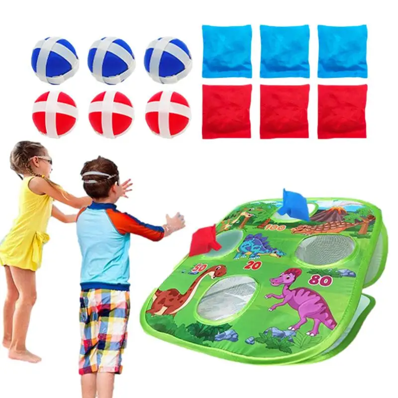 

Bean Bag Game Toddler Cornhole Game Double-Sided Outdoor Toss Game Dinosaur Bean Bag Toss Family Party Supplies For Kids