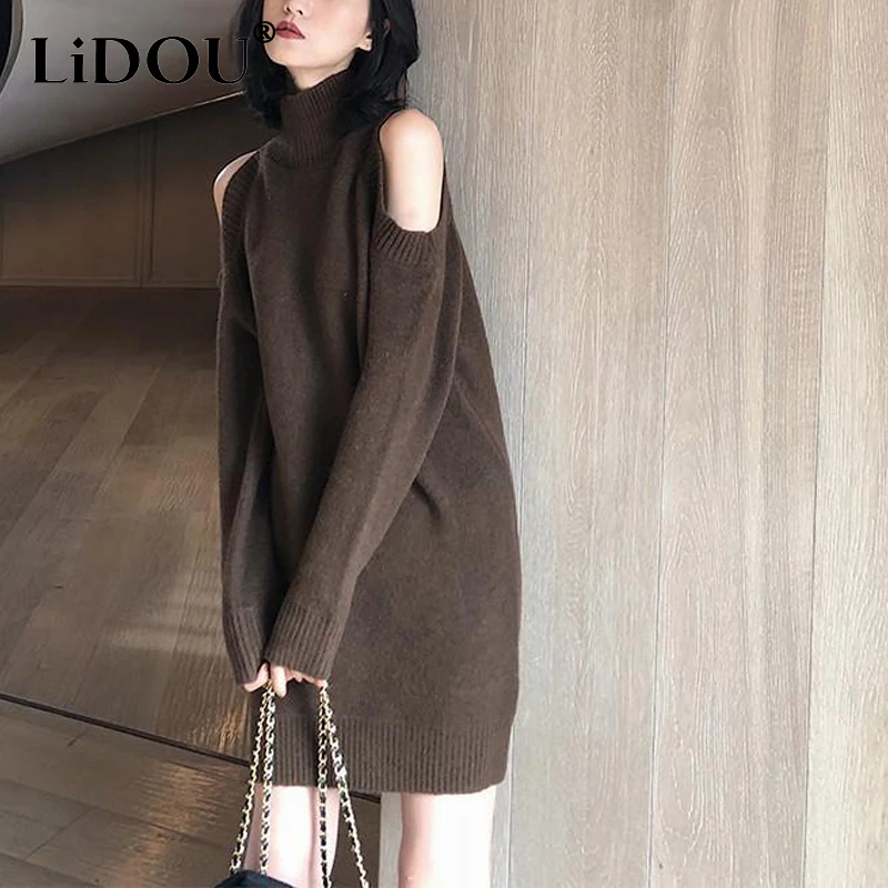 Autumn Winter New Solid Color High Street Off Shoulder Long Sleeve Knitted Dress Women Fashion Casual Sexy Elegant Chic Dresses
Autumn Winter New Solid Color High Street Off Shoulder Long Sleeve Knitted Dress Women Fashion Casual Sexy Elegant Chic Dresses