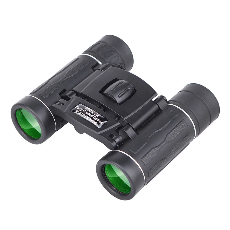 

New AntiSlip 100X22 HD Powerful Binoculars Long Range Folding Mini Telescopes BAK4 FMC Optics For Hunting Outdoor Camping Travel
