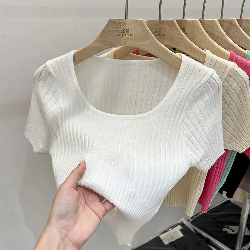 New In Women Spring Summer Fashion Sweet Knitted Pullover Sweater Cute Slim Chic Short Sleeve Jumpers Korean Vintage High Tops
New In Women Spring Summer Fashion Sweet Knitted Pullover Sweater Cute Slim Chic Short Sleeve Jumpers Korean Vintage High Tops