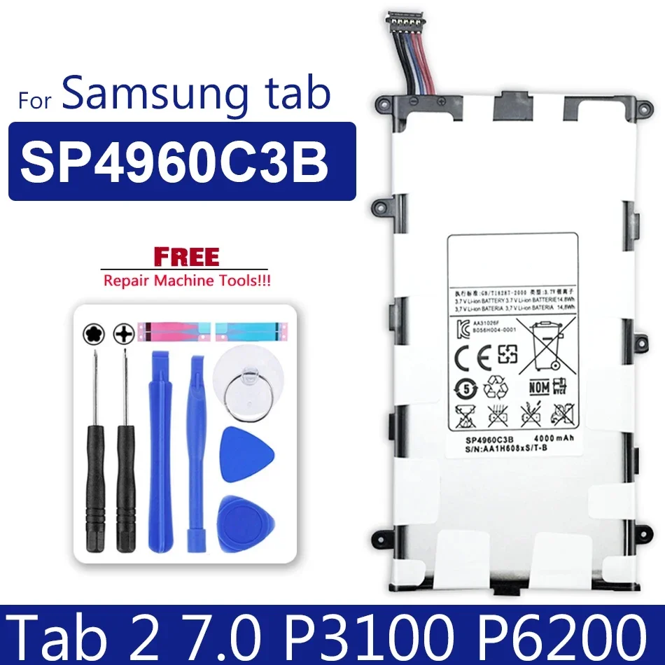 

New 4000mAh SP4960C3B Battery Replacement for Samsung Galaxy Tab 2 7.0 GT-P3110 GT-P3113 P3100 P3110 P6200 P3113 Batteries
