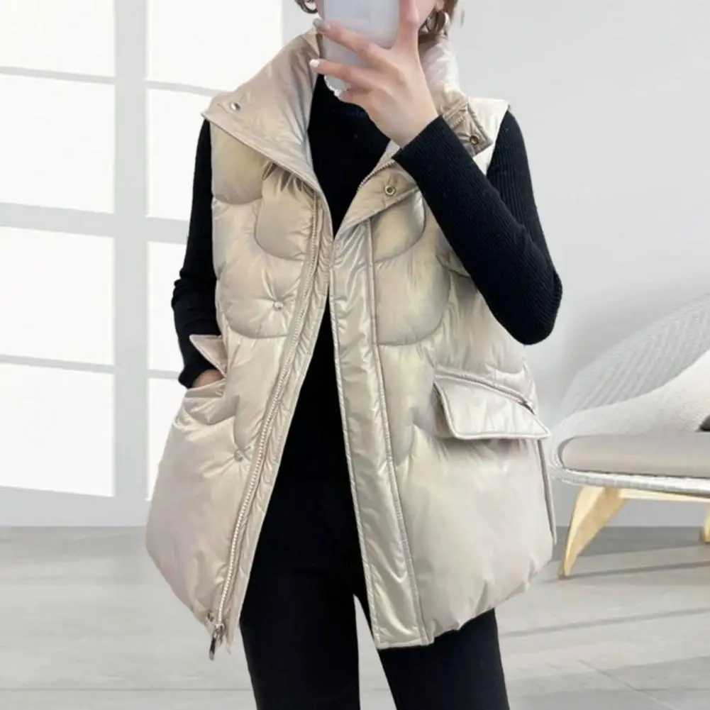 Women Down Cotton Vest Autumn Winter Sleeveless Women Vest Stand Collar Zipper Shiny Warm Ladies Waistcoat Top
Women Down Cotton Vest Autumn Winter Sleeveless Women Vest Stand Collar Zipper Shiny Warm Ladies Waistcoat Top