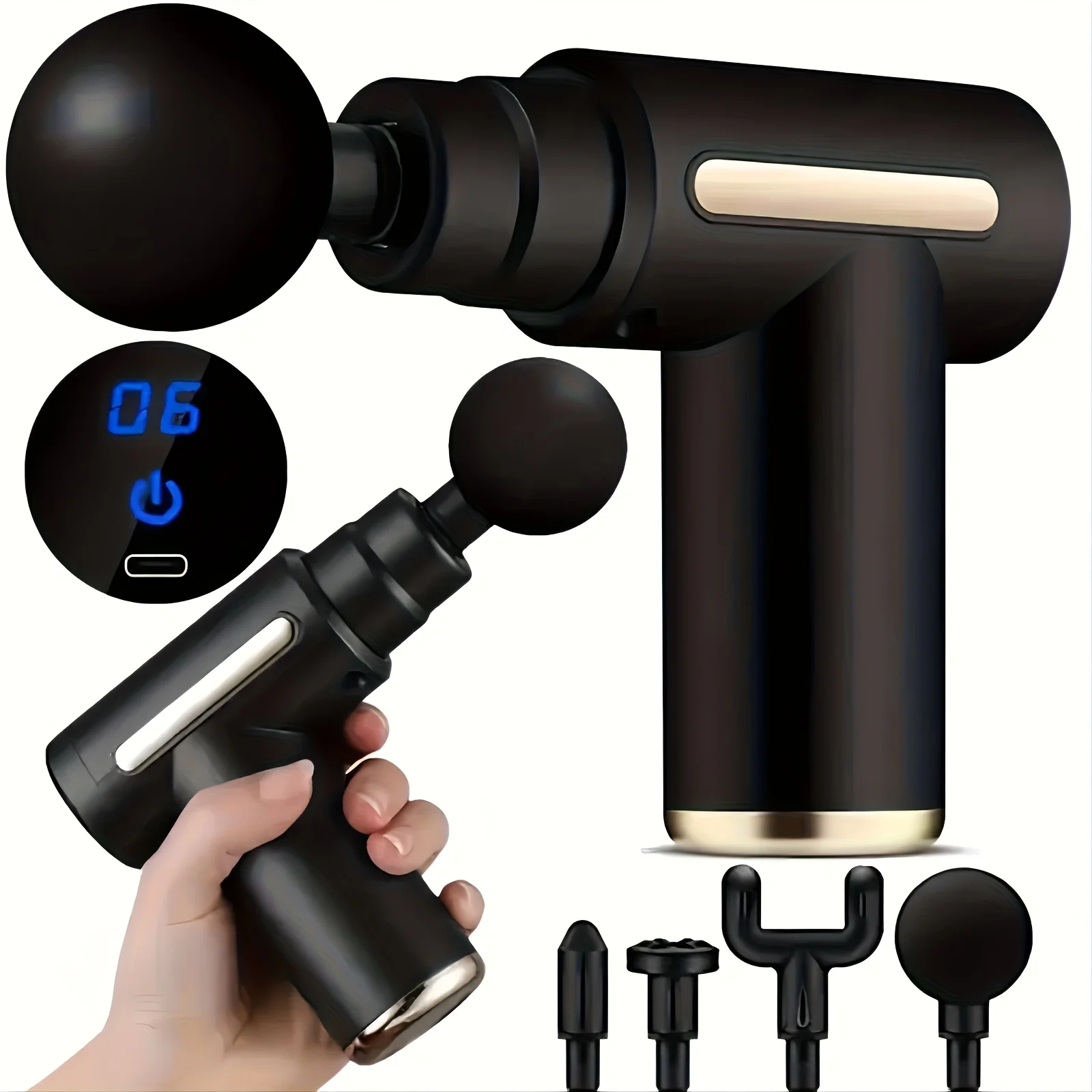 Mini Electric Massage Gun, Deep Tissue Percussion Electric Muscle Massager, 4 Heads, Relieve Muscle Tension
Mini Electric Massage Gun, Deep Tissue Percussion Electric Muscle Massager, 4 Heads, Relieve Muscle Tension