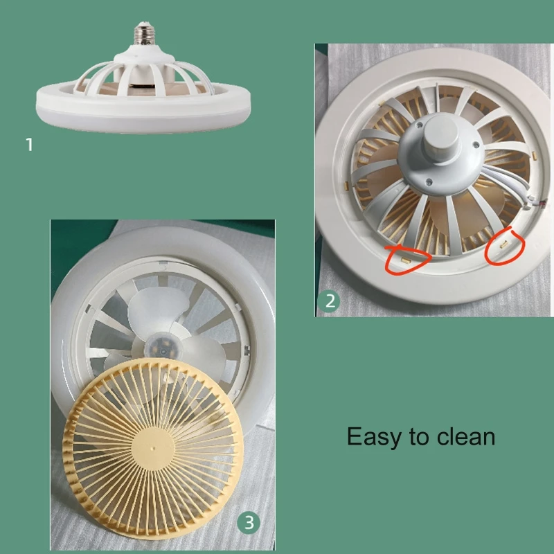 Generic Ceiling Fans With LED Light, 3Bladeless Modern Smart E27