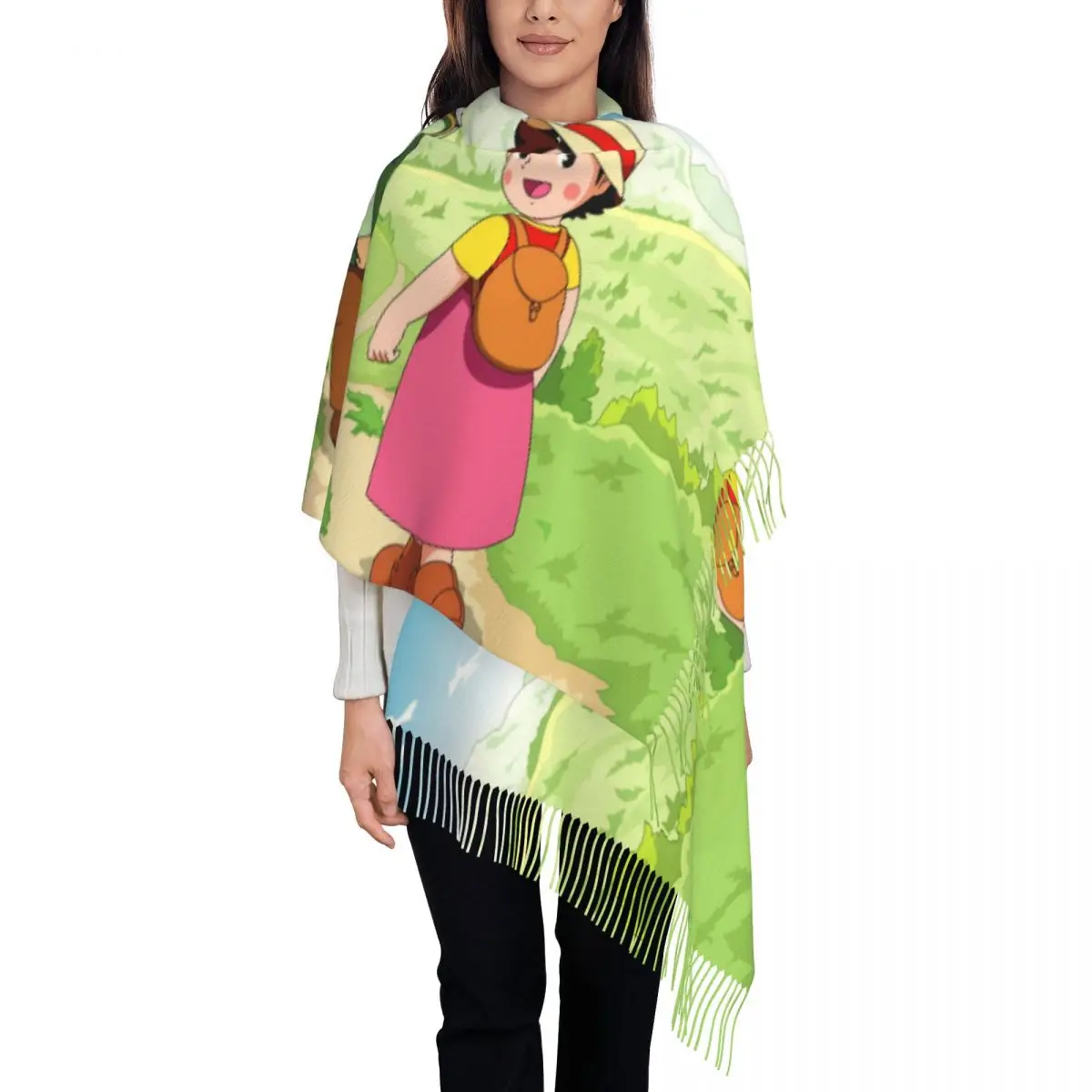 Female Large Heidi And Grandpa Together Scarves Women Winter Fall Thick Warm Tassel Shawl Wrap Cartoon Girl Alps Mountain Scarf
Female Large Heidi And Grandpa Together Scarves Women Winter Fall Thick Warm Tassel Shawl Wrap Cartoon Girl Alps Mountain Scarf