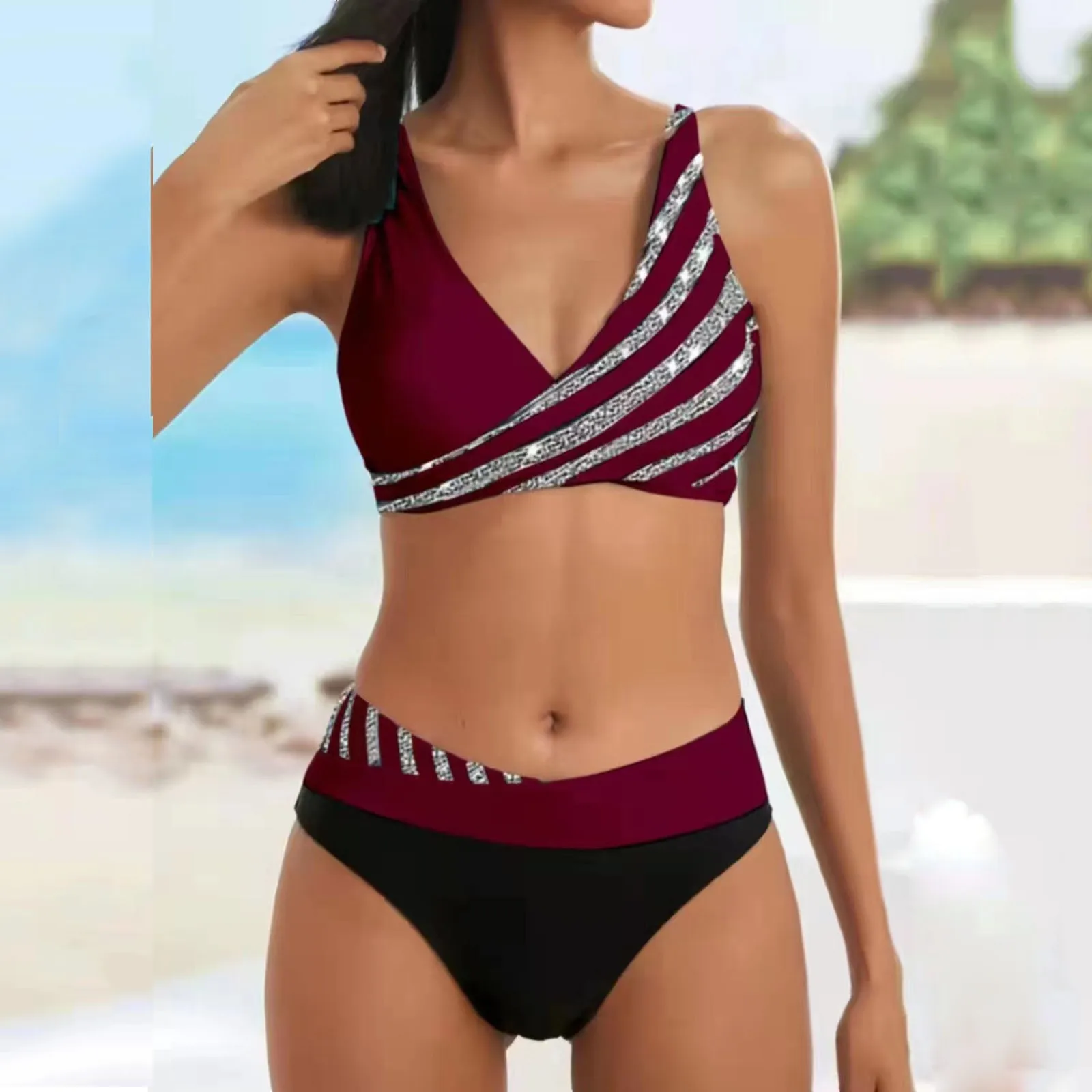 Women'S Two Pieces Tankini Set Bathing Suit Trendy Striped Print High Waisted Swimsuit Hawaiian Classic Seaside Beach Swimsuit
Women'S Two Pieces Tankini Set Bathing Suit Trendy Striped Print High Waisted Swimsuit Hawaiian Classic Seaside Beach Swimsuit