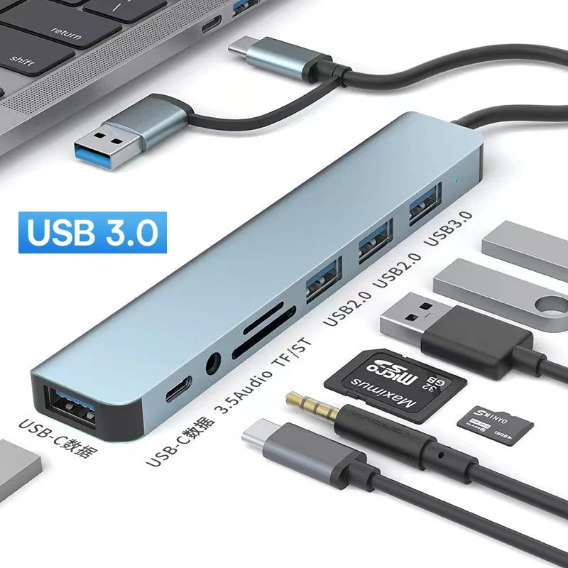 

8 IN 2 USB HUB 3.0 Type C HUB Dock Station 5Gbps High Speed Transmission USB Splitter Type C to USB OTG Adapter For Macbook Pro