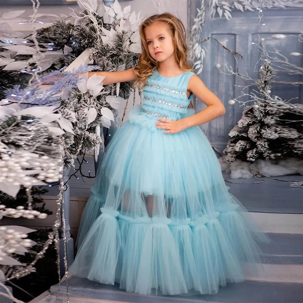 Flower Girl Tulle Crew Neck Sleeveless Pleated Beauty Party Dress Birthday First Communion roupas de florista
Flower Girl Tulle Crew Neck Sleeveless Pleated Beauty Party Dress Birthday First Communion roupas de florista