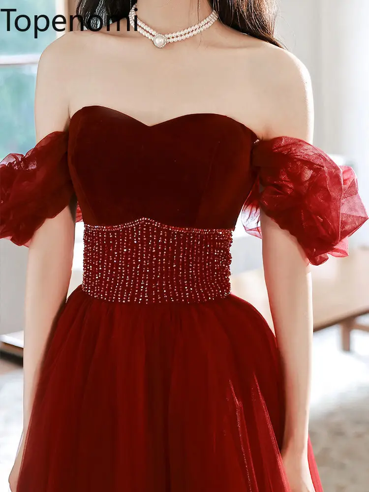 Topenomi Wine Red Toast Bridal Dress 2024 New Luxury One Shoulder Beaded Waist Long Evening Dresses Temperament Prom Vestidos
Topenomi Wine Red Toast Bridal Dress 2024 New Luxury One Shoulder Beaded Waist Long Evening Dresses Temperament Prom Vestidos