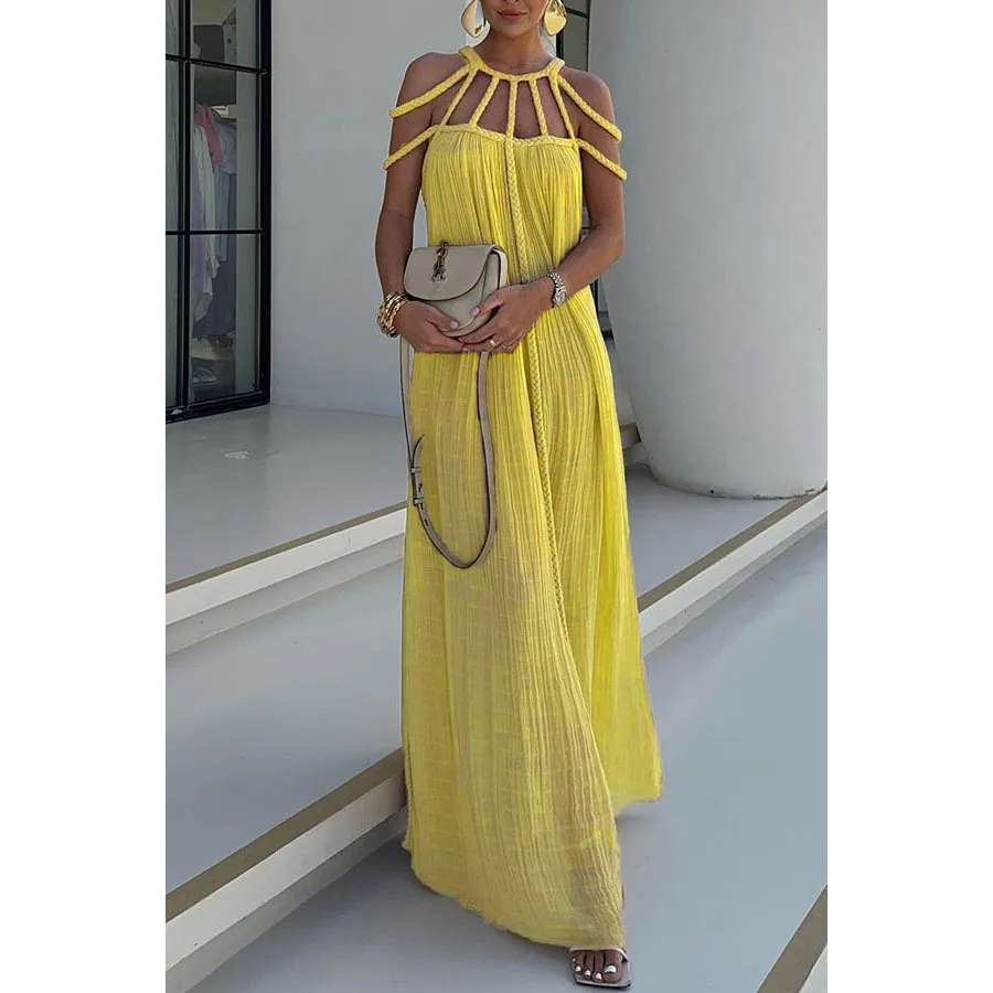 Summer Fashion Beach Style Hollow Long Dress Women Elegant Solid Halter Sleeveless Long Dress Women
Summer Fashion Beach Style Hollow Long Dress Women Elegant Solid Halter Sleeveless Long Dress Women