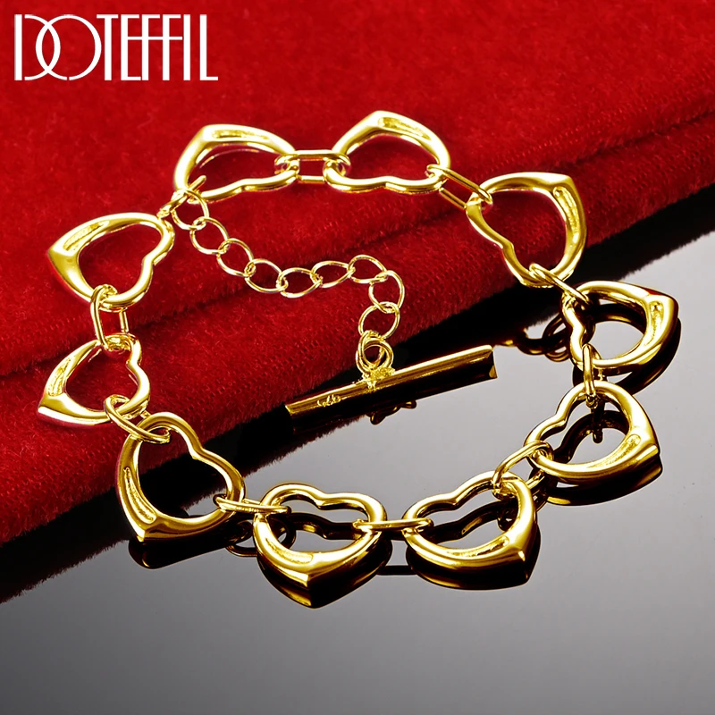 DOTEFFIL 24K Gold Solid Full Heart Chain Bracelet For Women Man Wedding Engagement Party Charm Jewelry 
DOTEFFIL 24K Gold Solid Full Heart Chain Bracelet For Women Man Wedding Engagement Party Charm Jewelry