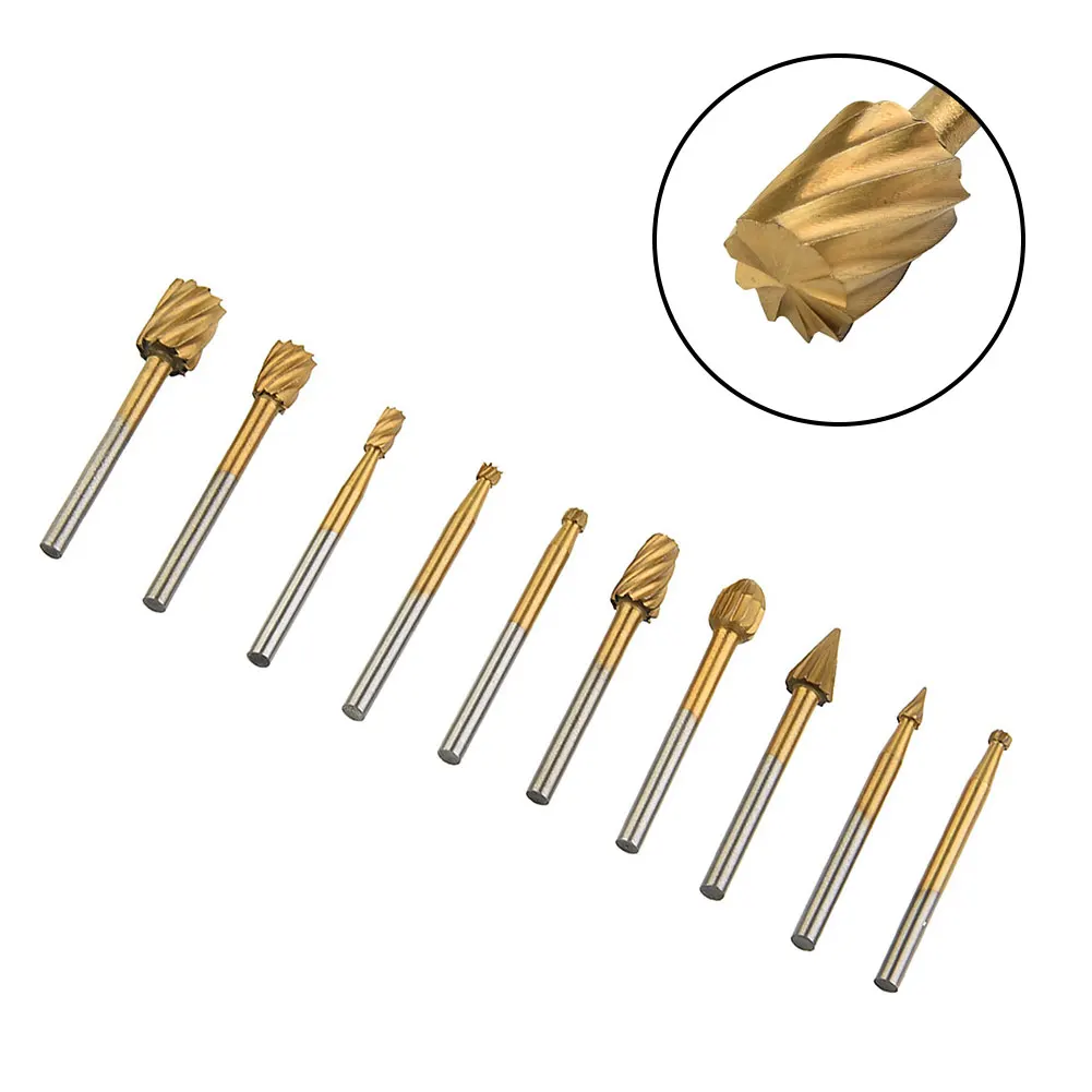 10pcs HSS Rotary Router Drill Bit Set Burr Tools Wood Drill Cutting DIY Routing Carving Electric Grinding Head EngravingTool
10pcs HSS Rotary Router Drill Bit Set Burr Tools Wood Drill Cutting DIY Routing Carving Electric Grinding Head EngravingTool
