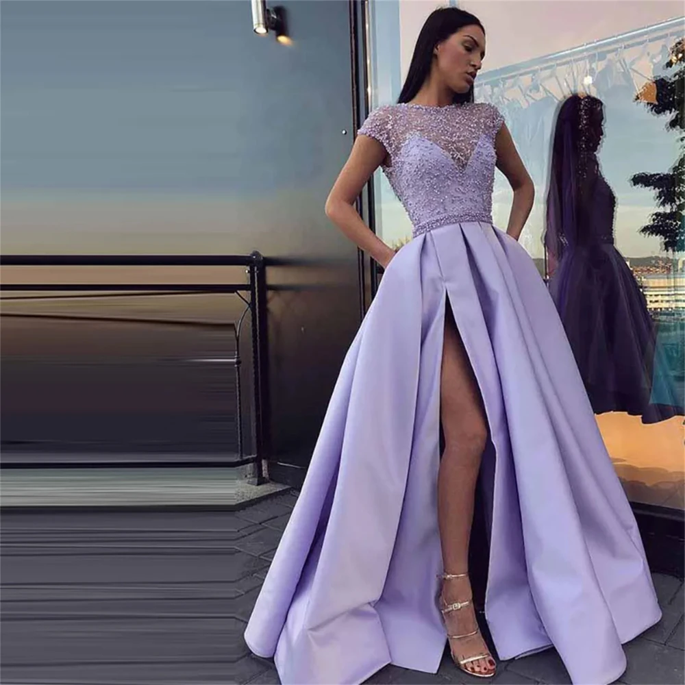 New Purple Exquisite Evening Dresses Women 2024 Satin O-Neck A-Line Party Prom Gowns Elegant Sequins Beads Pleat вечернее платье
New Purple Exquisite Evening Dresses Women 2024 Satin O-Neck A-Line Party Prom Gowns Elegant Sequins Beads Pleat вечернее платье