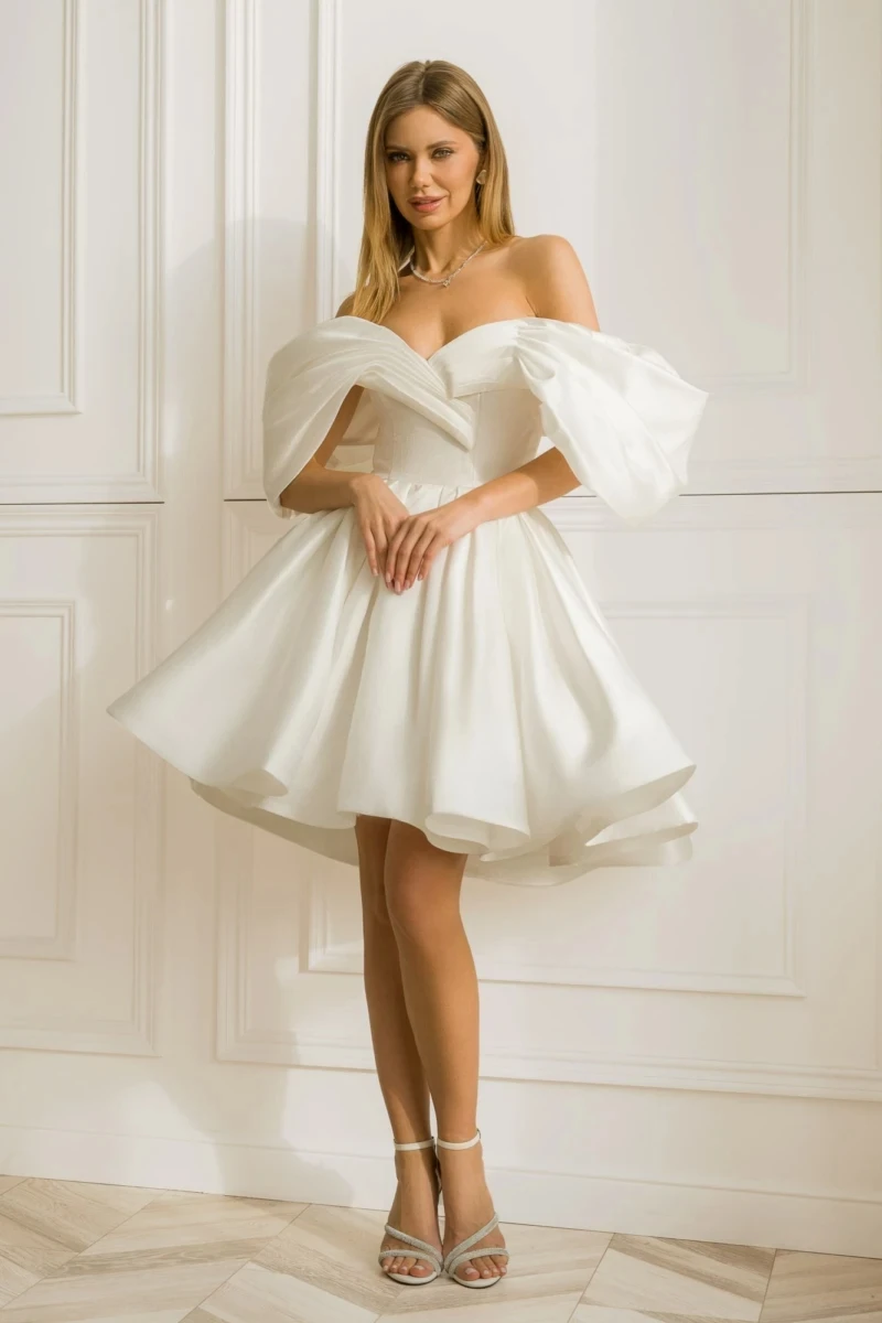 

Short Ankle Length Wedding Dress For Women Customize To Measures Elegant Robe De Mariee Organza Off The Shoulder Stunning 2024