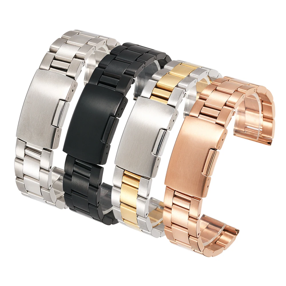 

Black Stainless Steel Watchbands Bracelet 18mm 20mm 22mm 24mm 26mm 28mm 30m Solid Metal Watch Band Men Strap Accessories