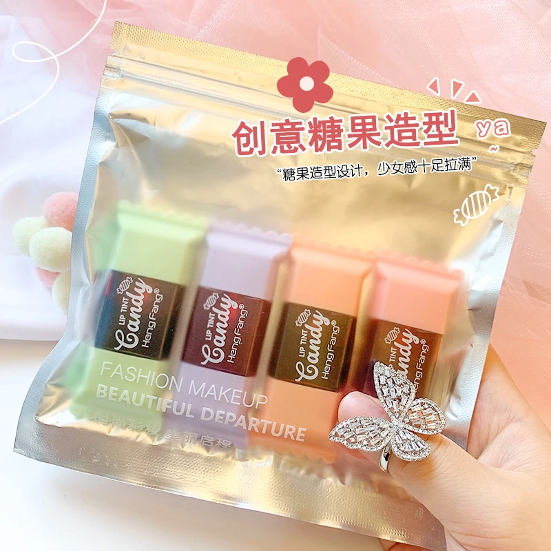 

Colorful Candy Lip Tint Cheek Makeup Set Long Lasting Lip Glaze Natural Satin-stain Finish Hydrating Lip Gloss Women's Cosmetics