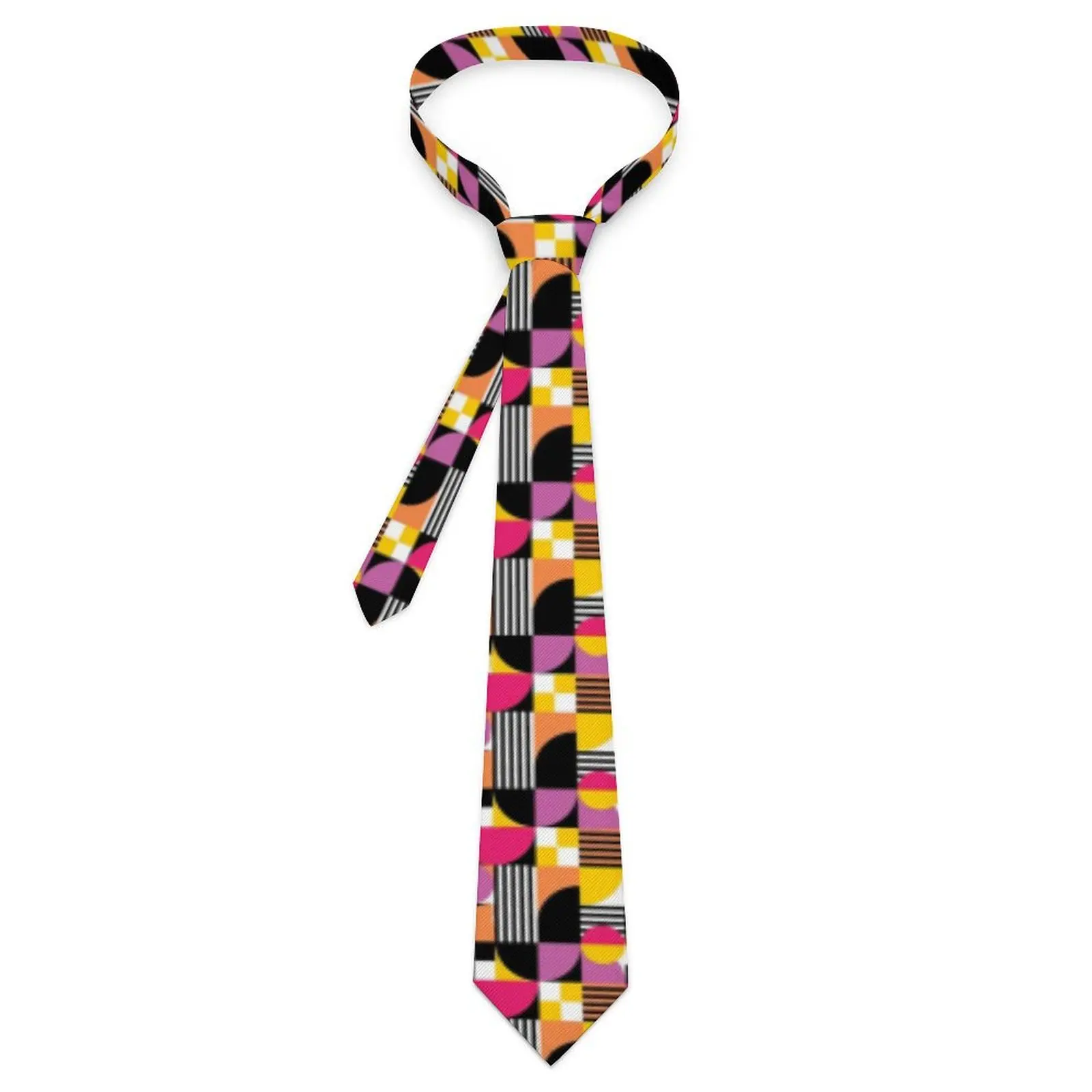 

Mid-Century Geo Print Tie Shapes And Stripes Leisure Neck Ties Adult Novelty Casual Necktie Accessories Graphic Collar Tie