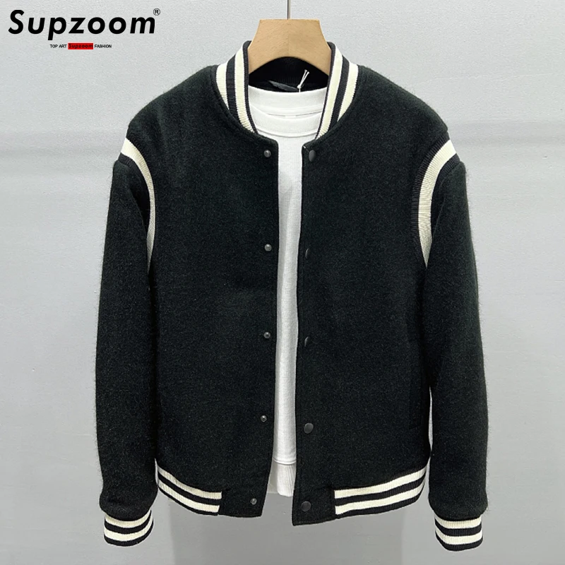

Supzoom 2023 New Arrival Top Fashion Rib Sleeve Autumn And Winter Spliced Short Casual Baseball Uniform Coat Bomber Jacket Men