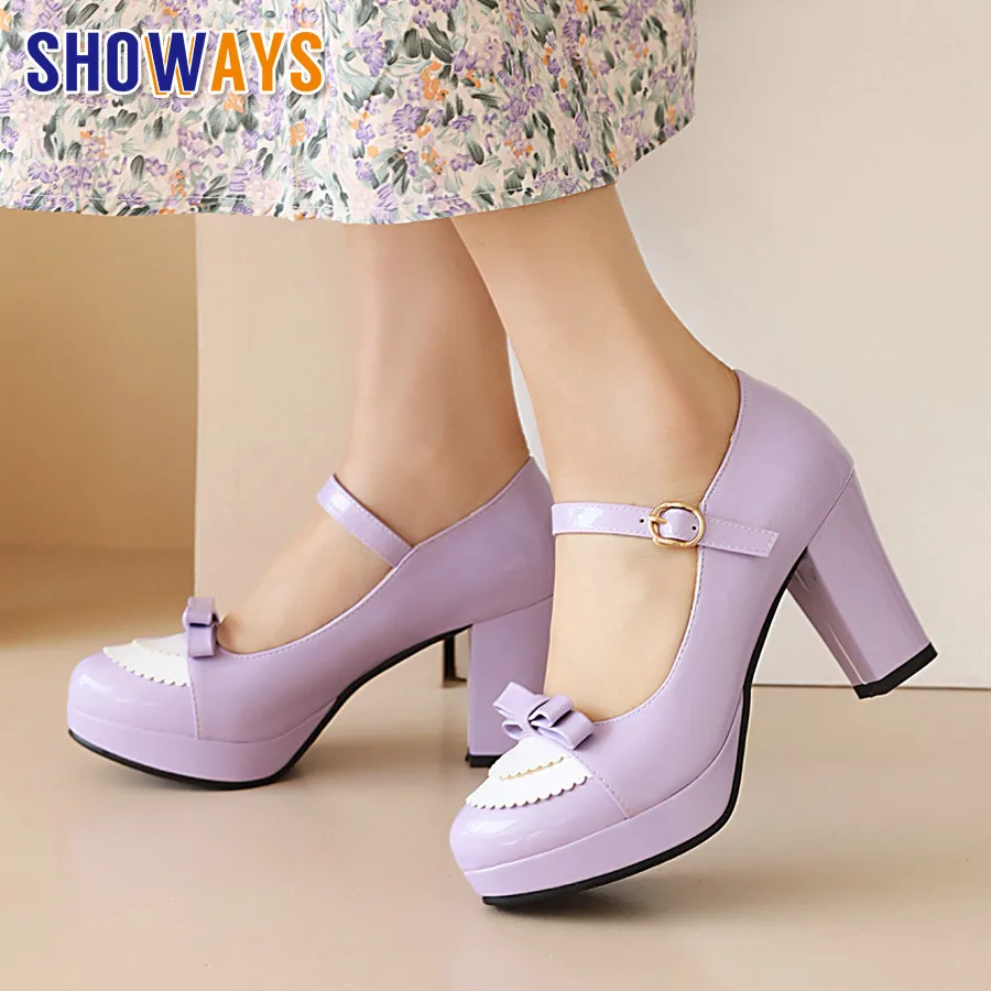 Spring Women Mary Janes Purple Red White Patent Leather Lady High Chunky Heel Dress Party Office Bowtie Round Toe Platform Pumps
Spring Women Mary Janes Purple Red White Patent Leather Lady High Chunky Heel Dress Party Office Bowtie Round Toe Platform Pumps
