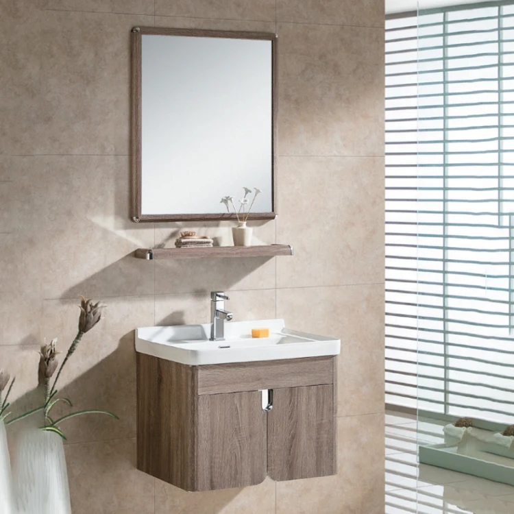 

Wall Mounted Wholesale Modern Hotel Mirrored Single Sink Toilet Float Bathroom Cabinet Vanity With Shelf