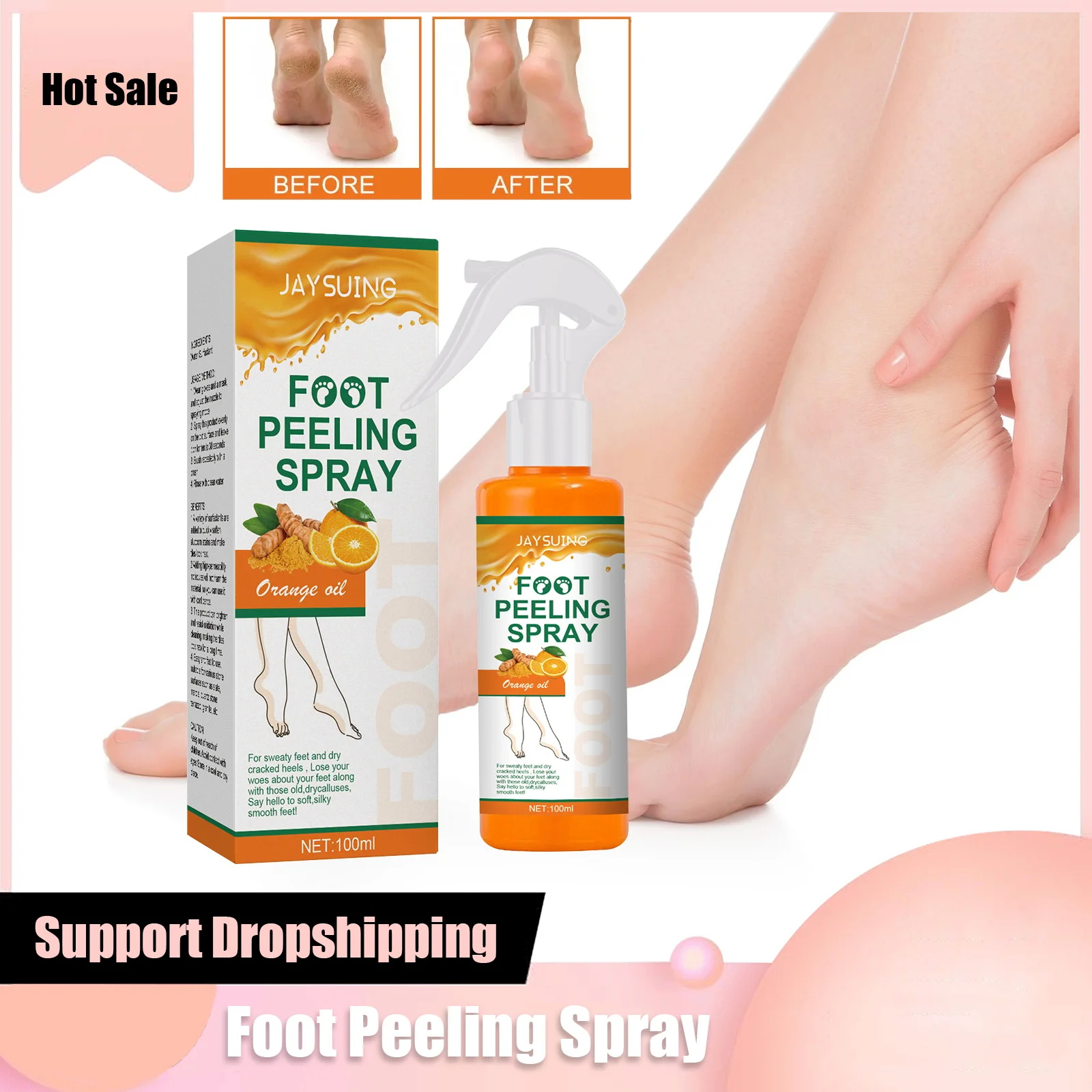 

Foot Peeling Spray Heel Elbow Exfoliating Anti-Drying Crack Calluses Dead Skin Remover Nourishing Whitening Feet Repair Liquid