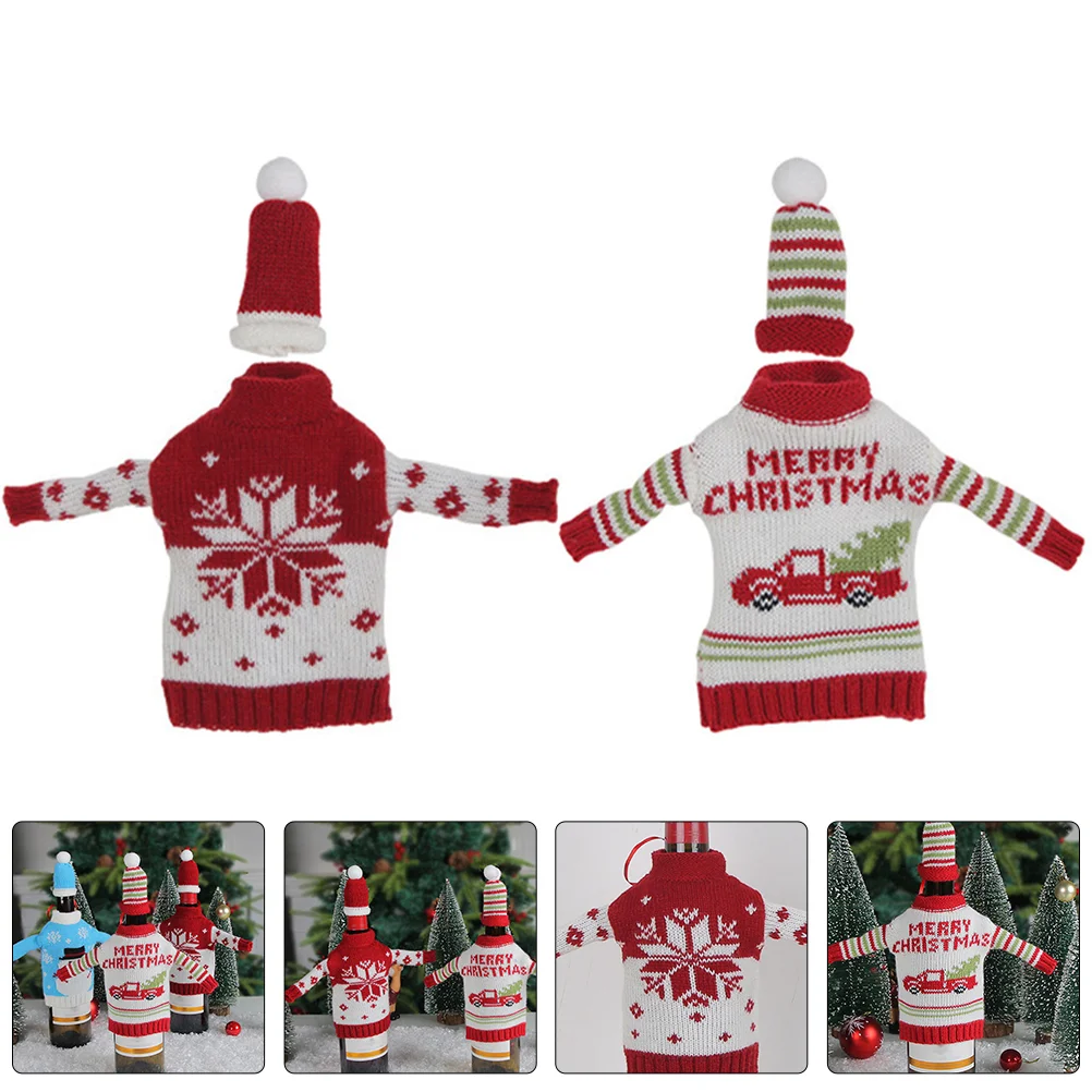 2 Sets Christmas Decorations Bottle (snowflakes + Cars) 2pcs Santa Hats Cap Accessory Knitting Clothes Delicate
2 Sets Christmas Decorations Bottle (snowflakes + Cars) 2pcs Santa Hats Cap Accessory Knitting Clothes Delicate