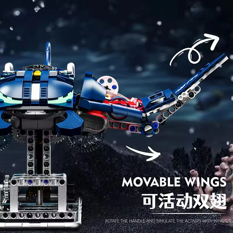 MOC 2024 Mechanical Manta Ray Building Block Model Anime Toy Creative Assembled Gift MJ13057 MOC 2024 Mechanical Manta Ray Building Block Model Anime Toy Creative Assembled Gift MJ13057