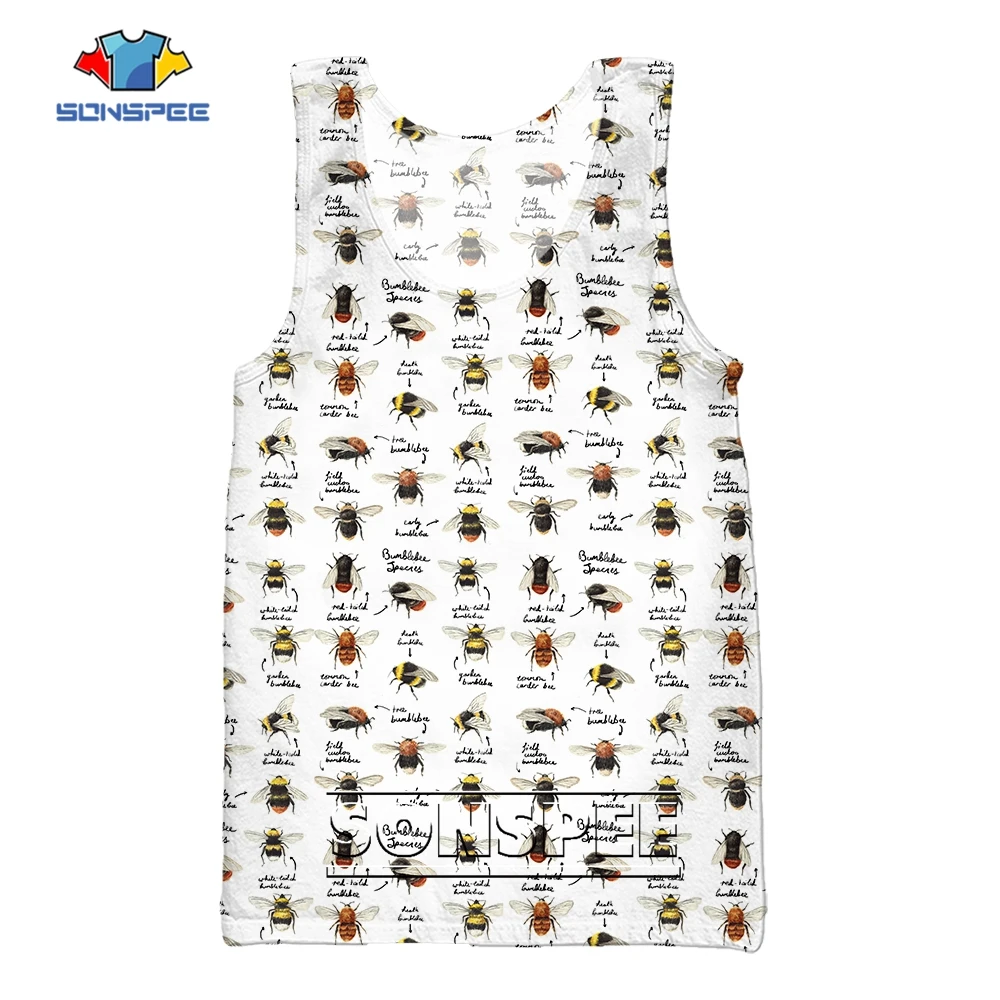 

SONSPEE Latest Leisure Style 3D Print Sleeveless Bee Funny Cute Fashion Vest Men Women Oversize Street Personality Tank Tops