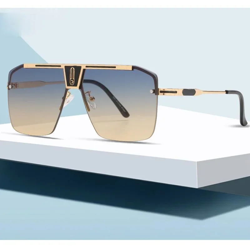 

2024 Gradient Square Sunglasses Men Women Trendy Vintage Brand Design Oversized Rimless Sun Glasses for Female Eyewear UV400