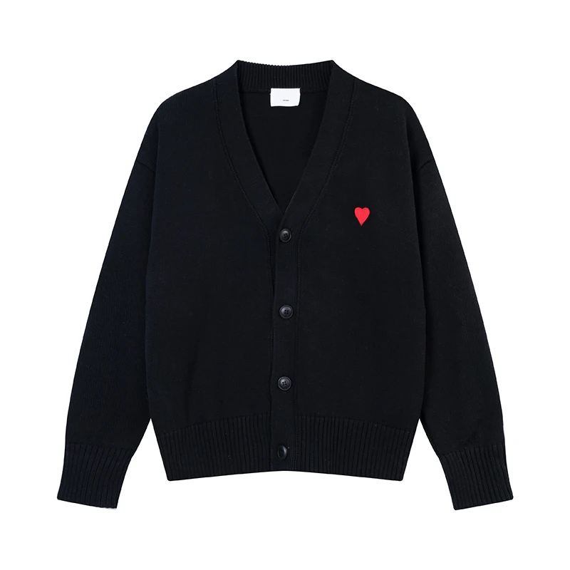 

Женский кардиган с V-образным вырезом, свободный короткий однотонный вязаный свитер в форме сердца с вышивкой, Простой жакет, Y2k