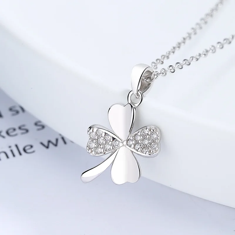999 Sterling Silver Four-Leaf Clover Pendant Necklace Romantic Zircon Chain Necklace for Woman Fashion Wedding Charm Jewelry
999 Sterling Silver Four-Leaf Clover Pendant Necklace Romantic Zircon Chain Necklace for Woman Fashion Wedding Charm Jewelry