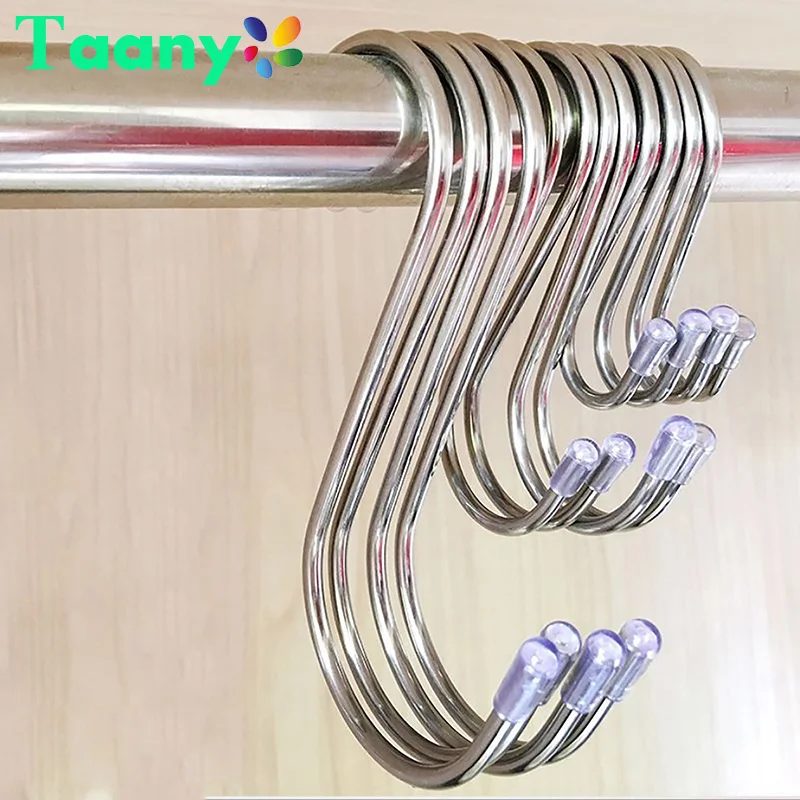 

Stainless Steel Round S-Shape Hook Kitchen Bedroom Multi-function Railing S Hanger Hook Clasp Holder Hooks Hanging Storage Tools