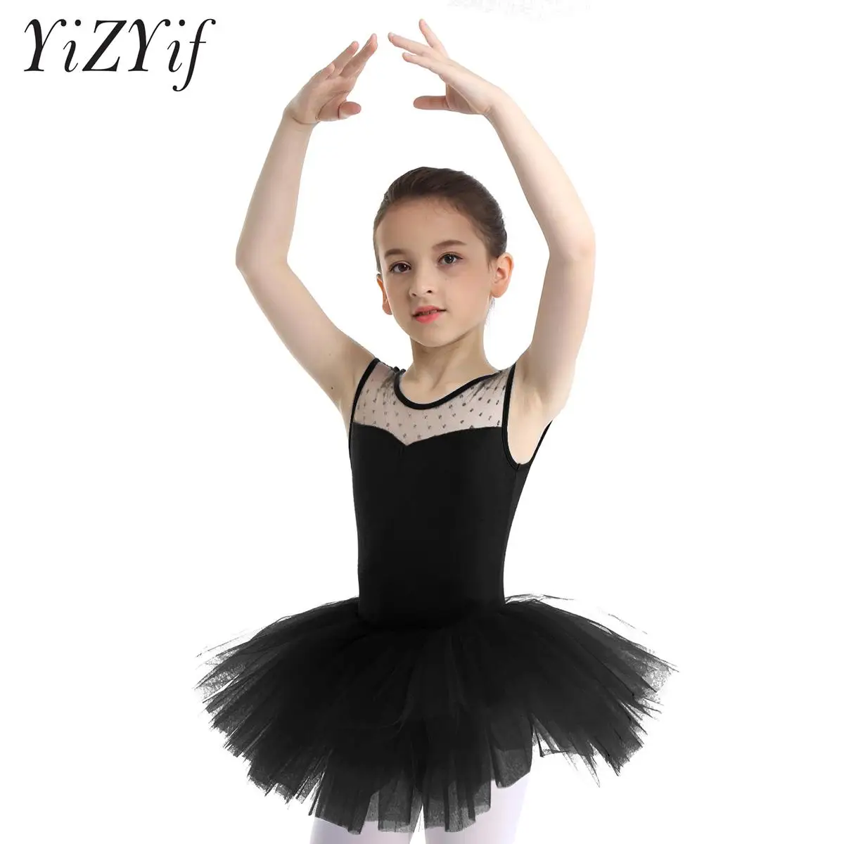 

Kids Girls Swan Lake Ballet Dance Costume Ballerina Stage Performance Tutu Dress Gymnastics Figure Ice Skating Skirted Leotards