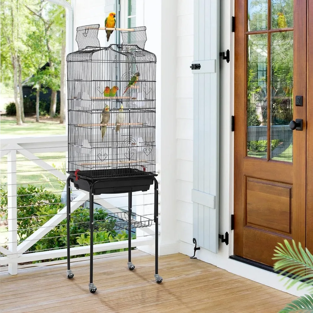 

Yaheetech 64inch Height Open Top Bird Cage Metal Parrot Cage w/Detachable Rolling Stand for Medium Small Parrot Parakeet Birds