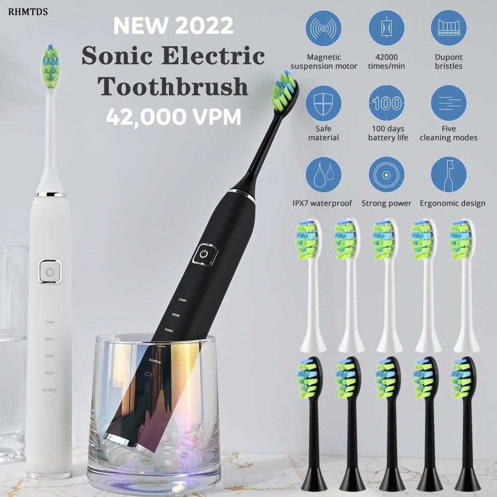 Sonic Electric Toothbrush Rechargeable 5 Mode Smart Toothbrush IPX7 Waterproof Smart Timer Brush Whitening Teeth Toothbrush
Sonic Electric Toothbrush Rechargeable 5 Mode Smart Toothbrush IPX7 Waterproof Smart Timer Brush Whitening Teeth Toothbrush