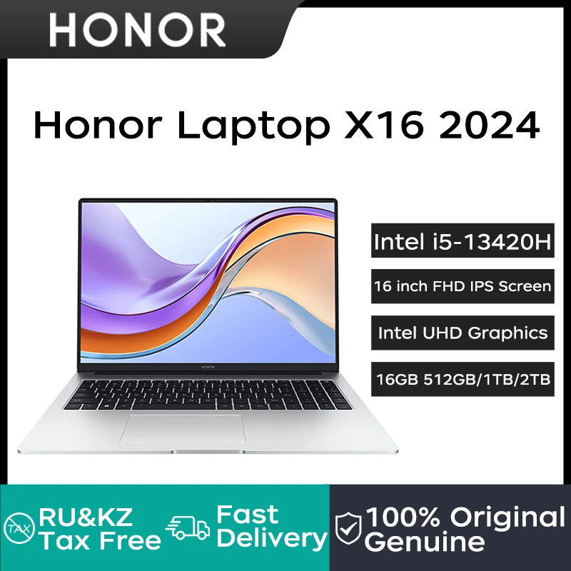 

2024 HONOR X16 Laptop 16 Inch FHD IPS Screen Notebook i5-13420H 16GB 512GB SSD Intel UHD Graphics Netbook Laptop Computer PC
