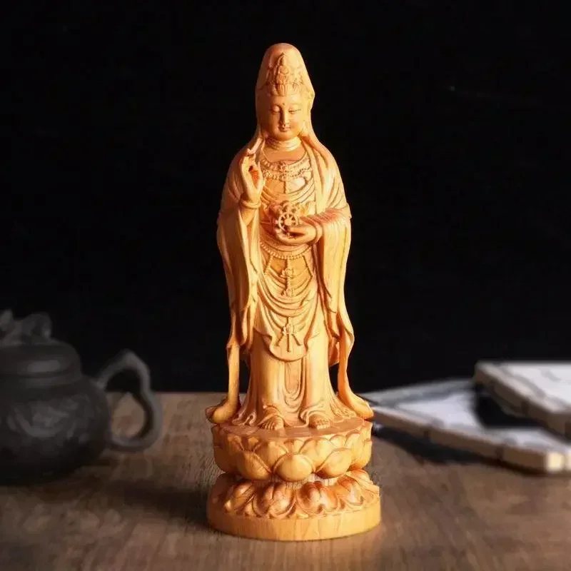 

Guanyin Statue Buddhism Wood Carving Buddha Statue Decoration Living Room Home Dedicated To Guanyin Bodhisattva Home Decor