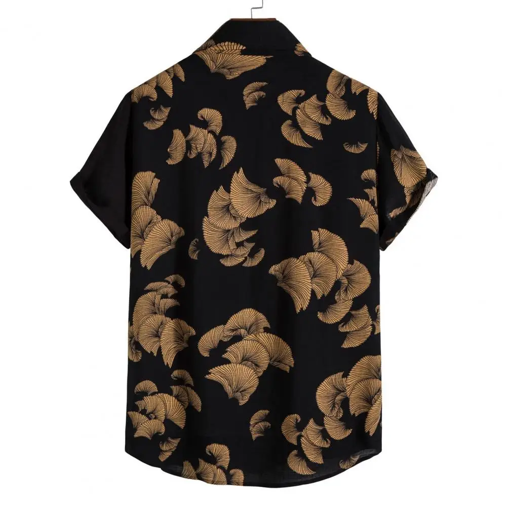 

Рубашка мужская свободного кроя, однобортная Повседневная пляжная блуза с принтом КолорБлок, пальто с отложным воротником, весна