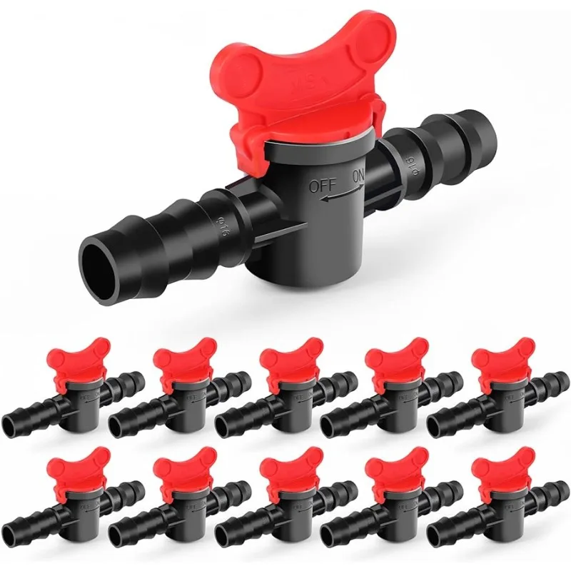 

10pcs drip irrigation parts Barbed Ball valve 16mm 20mm 1/2 inch drip irrigation tubing shut off valve hose connector